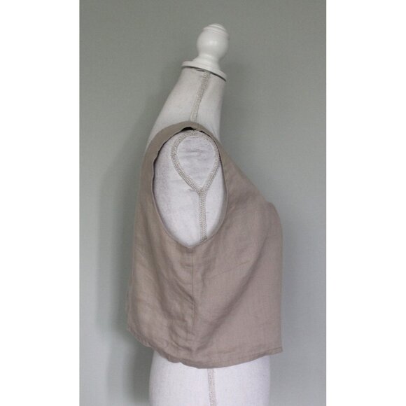 THE RESET R LABEL 100% Linen Beige Boxy Crop Top Tank, Size M Medium - Picture 5 of 12